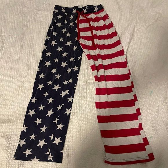 Mens Stars and Stripes American Flag Lounge Pants Pajama Pants Size S Blue Red - Picture 1 of 4